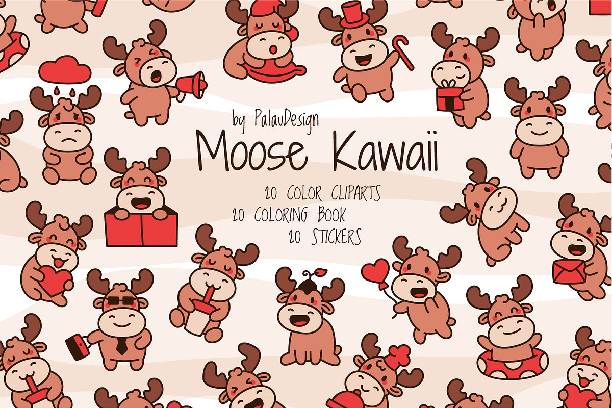 Moose Reindeer Clipart Set, an Animal Illustration by Palau (Photo 1 of 10)