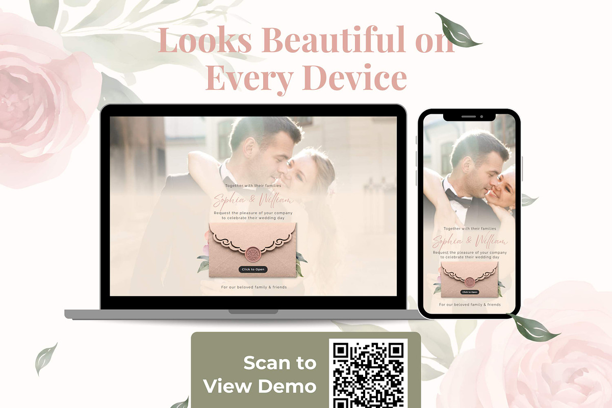 Pink Rose Wedding Website Invitation, a Landing Page Template by Everyday Perfection (Photo 4 of 10)
