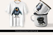 Fluffy Crow PNG Clipart Set, an Animal Illustration by Geniecreativestudio (Thumbnail 7 of 9)