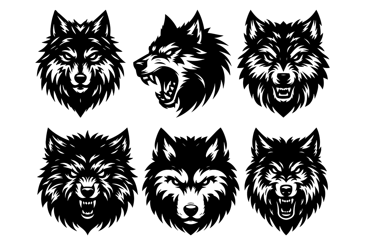 Wolf Head Mascots, an Illustration by Deezguizer