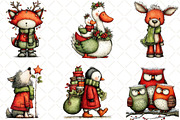 Whimsical Christmas Animal Clipart, an Illustration by Black Bird Studio (Thumbnail 6 of 6)