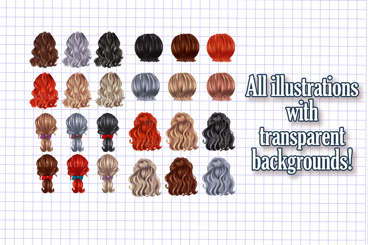 Hairstyles clipart PNG transparent, an Illustration by Illustrator Space (Photo 10 of 10)