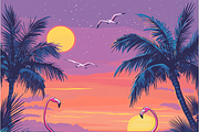 Neon Tropical Beach Party Scene, a Background Graphic by Printable Treasure (Thumbnail 6 of 6)