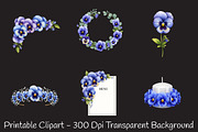 Blue Pansy Wedding Flower Clipart, an Illustration by RobertsArt (Thumbnail 5 of 7)
