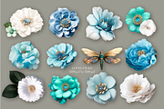 Blue flowers collection, a Background Graphic by MONO KEY STUDIO (Thumbnail 7 of 8)