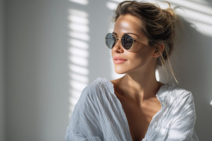 Stylish woman with round sunglasses, a Person Photo by MistyDay