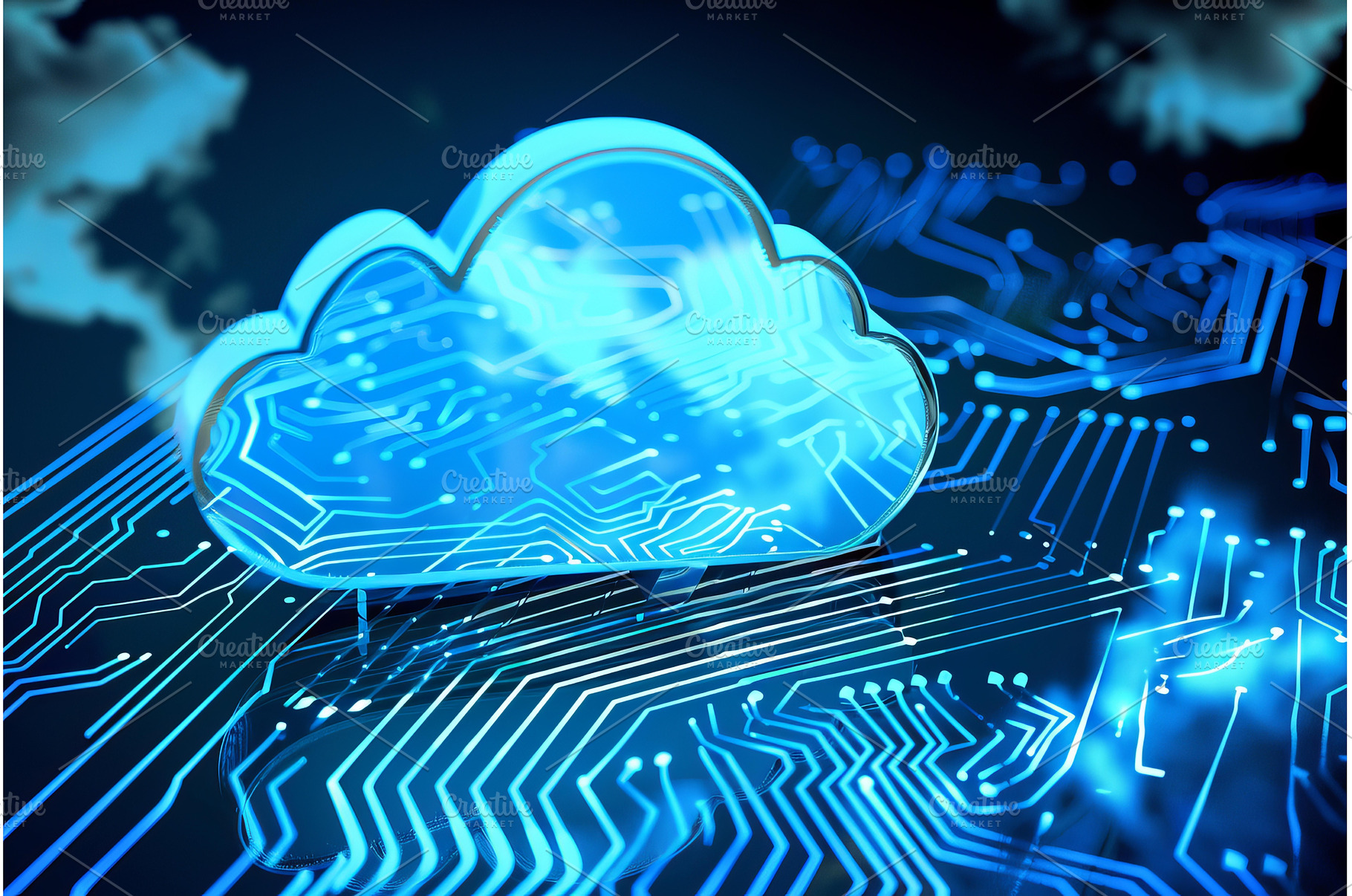Futuristic cloud computing concept, a Technology Photo by Ylivdesign
