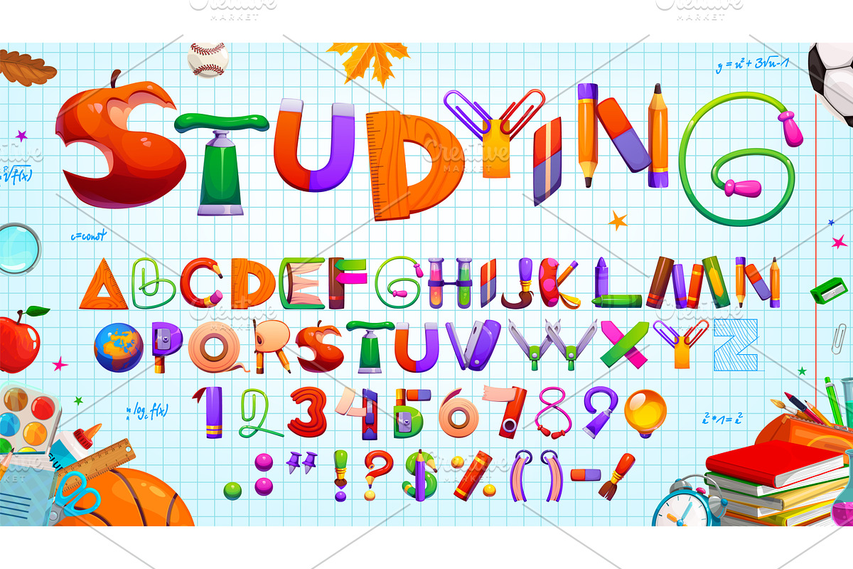 Cartoon education font, an Education Illustration by Vector Tradition