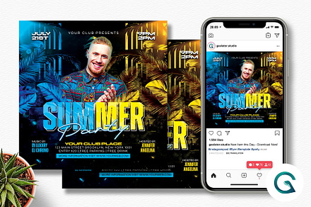 Summer Party Flyer Template, a Flyer Template by Geelator Studio