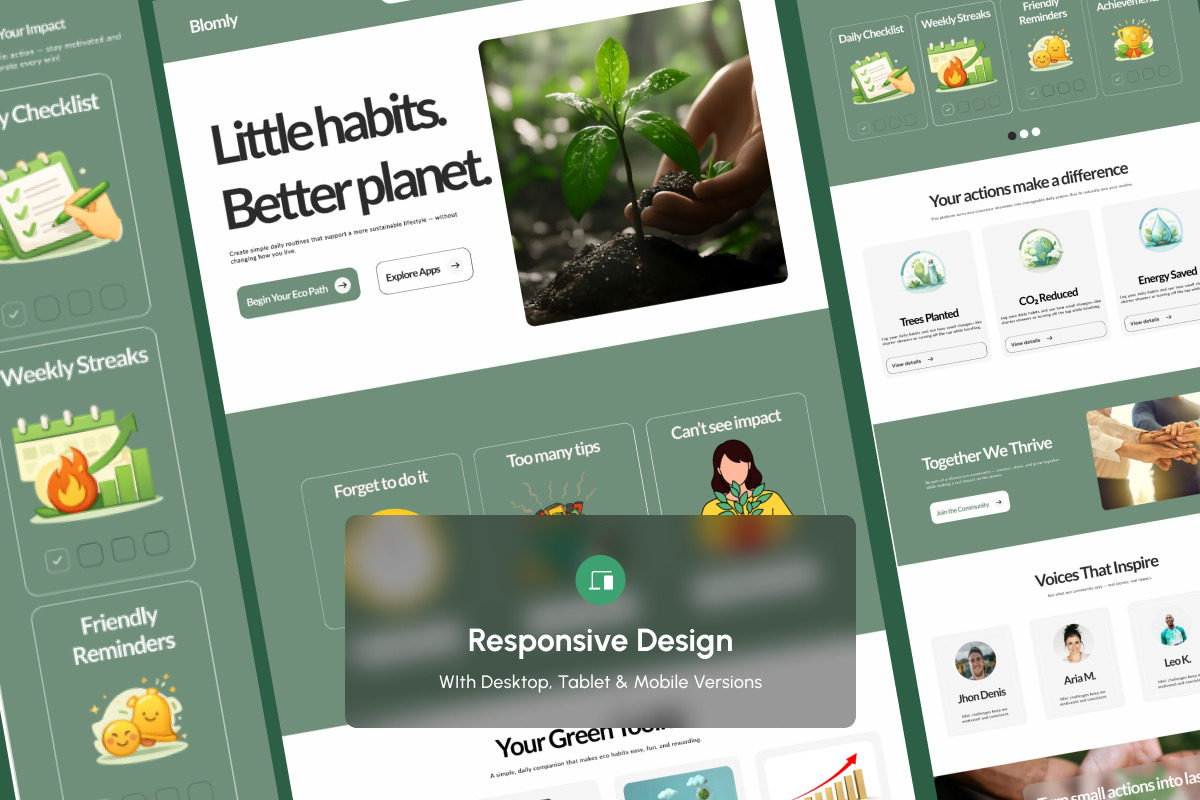 Blomly Nature-Driven Habits Landing, a Landing Page Template by productype1 (Photo 4 of 5)