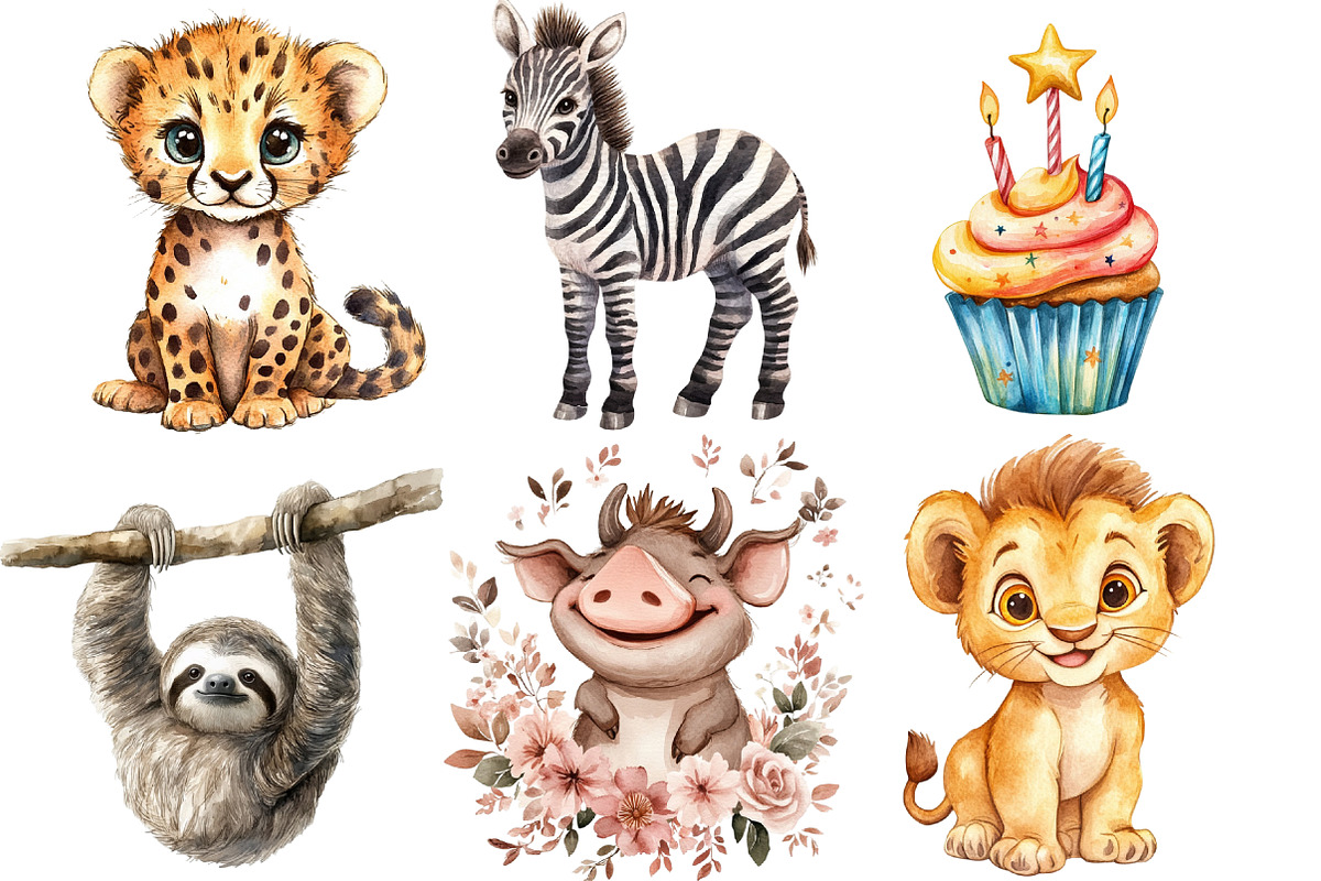 Cute Safari Clipart PNG, an Illustration by SinaCreation (Photo 3 of 4)