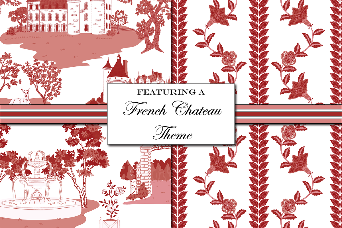 Red Toile de Jouy Patterns, a Pattern Graphic by RachelStudio (Photo 3 of 8)