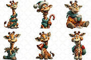 Quirky Christmas Giraffe Clipart, an Illustration by Black Bird Studio (Thumbnail 2 of 6)