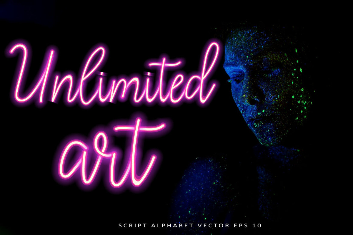 Neon Style | Script Alphabet Vector preview 2