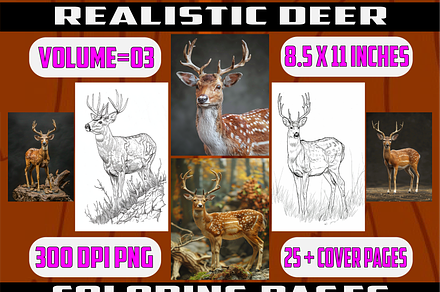 175 Realistic Deer Coloring Pages V3, an Animal Illustration by BrandlyTemplate