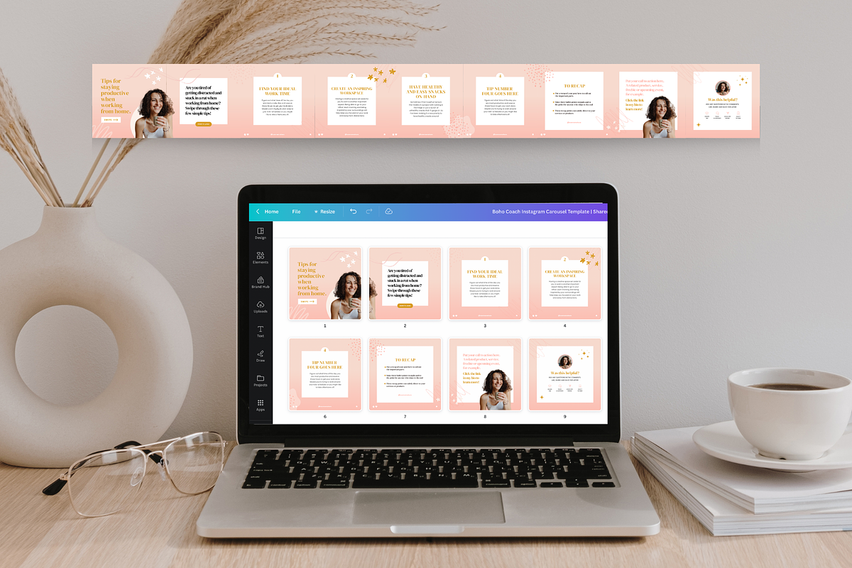 Boho Coach Instagram Carousel Canva, a Social Media Template by Ciera Design Templates (Photo 2 of 9)