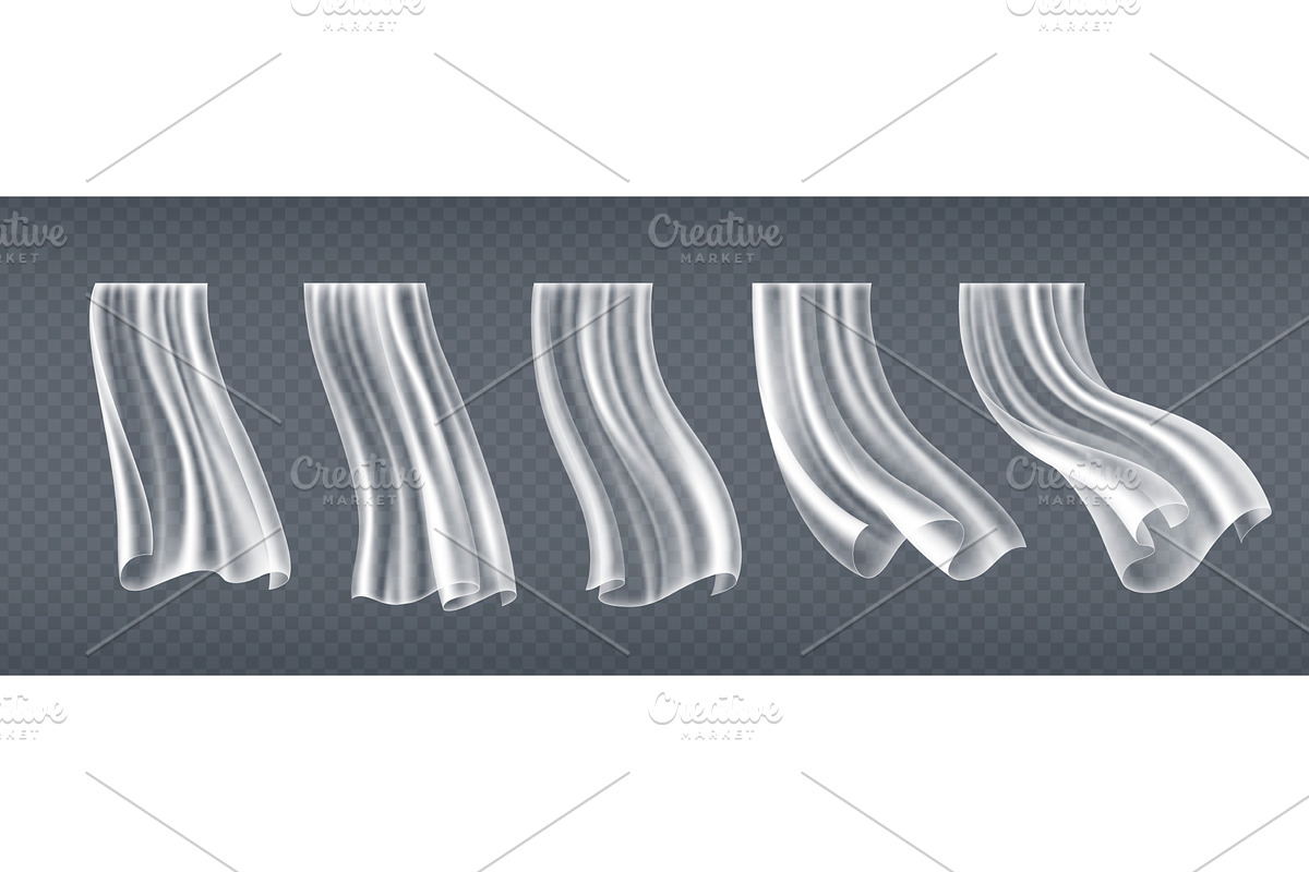 Transparent white curtains isolated, an Object Illustration by art PVP - market