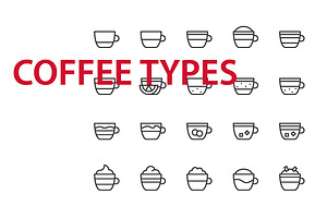 20 Coffee Types UI Icons