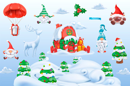 Christmas icons, gnome, Santa, ox