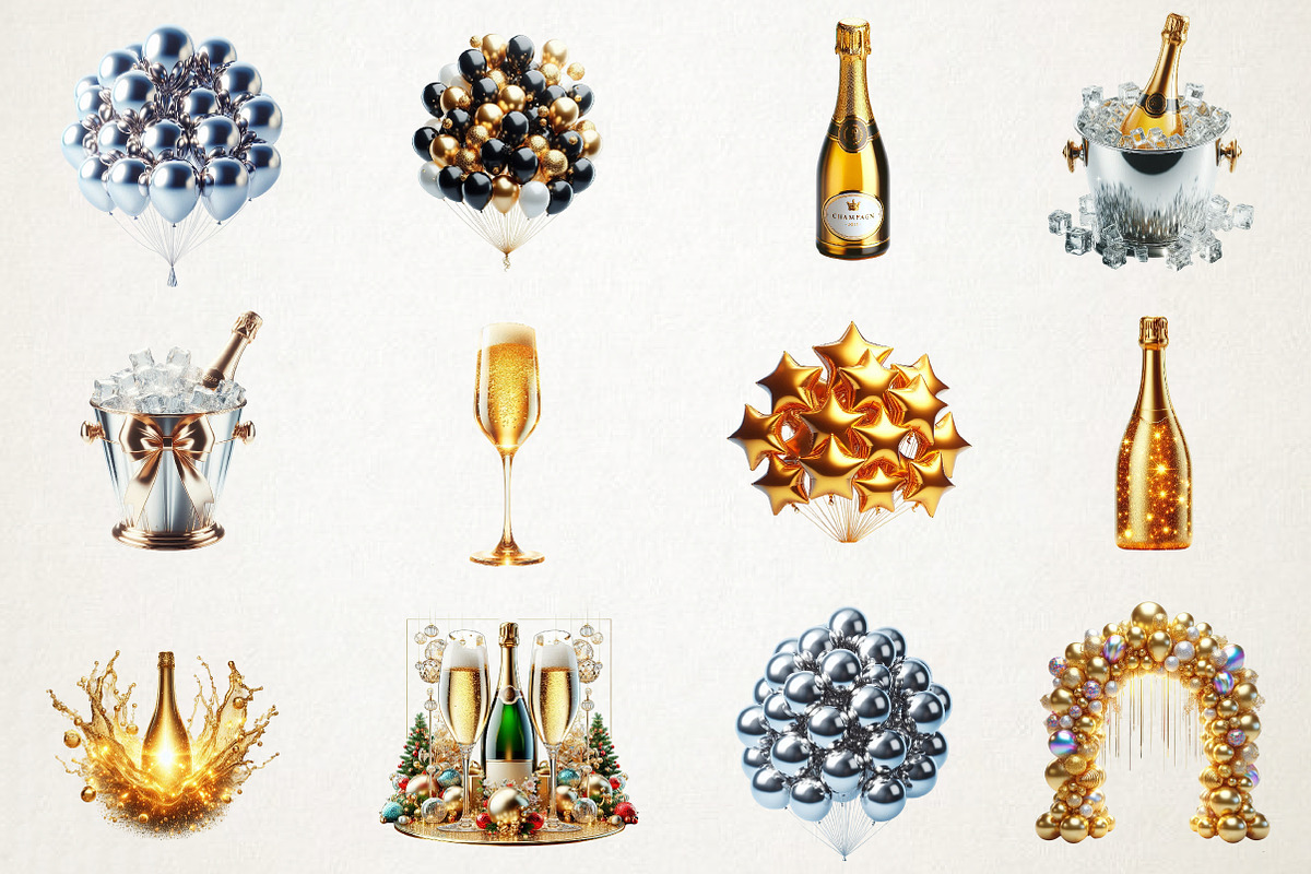 Elegant New Year Balloons and Champa, an Illustration by RobertsArt (Photo 5 of 5)