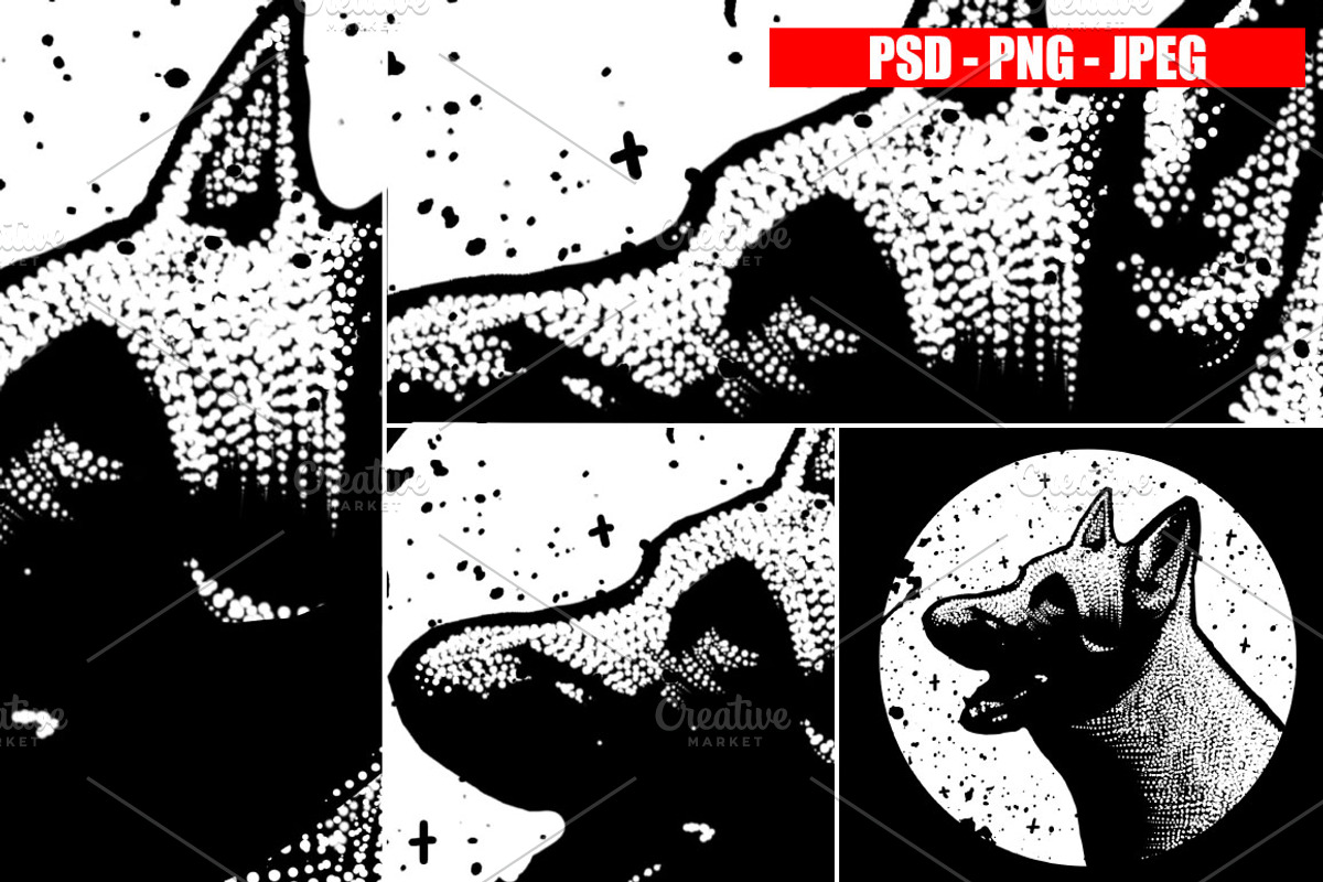 Dogs Collection Black and White Art, an Animal Illustration by Design by sebrodbrick (Photo 9 of 22)