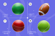 3D Sports Ball Icons, an Object 3D Model by Azam Creative (Thumbnail 2 of 5)