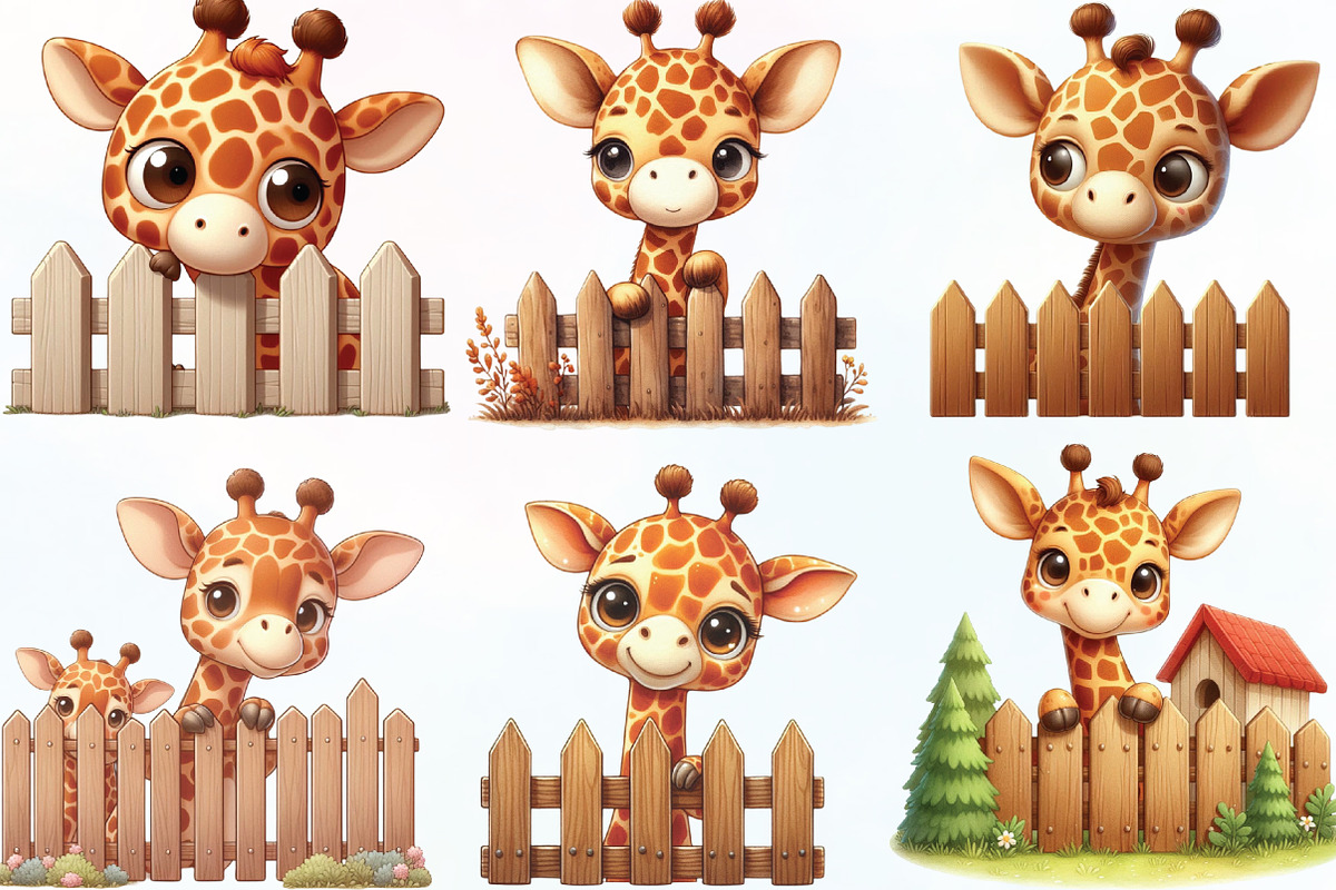 Giraffe Peeking Fence Clipart, an Illustration by CraftArtStudio (Photo 2 of 6)