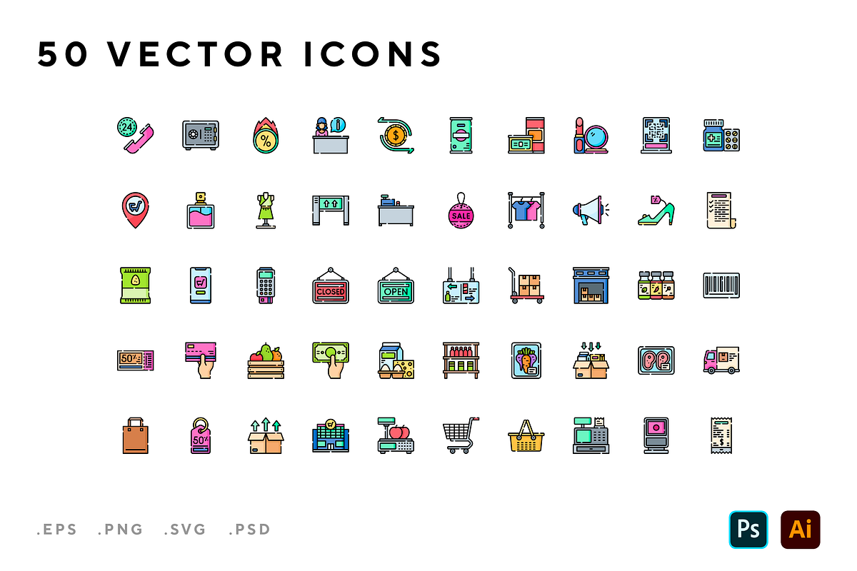 Retail icons, an Outline Icon by Wencory (Photo 1 of 2)