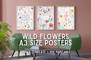 Wild Flowers A3 Posters Canva PDF