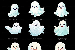 Cute Ghosts Clipart PNG