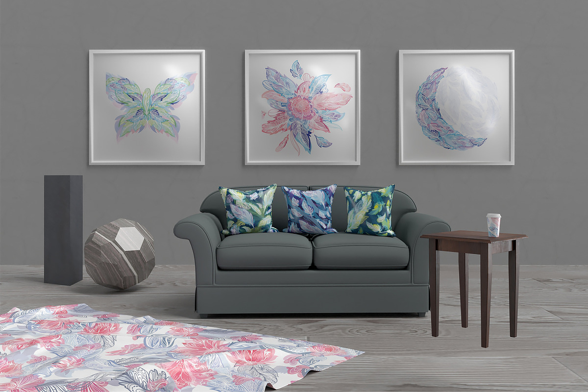 Bohemian Feathers Vector Set, a Decorative Illustration by kisikoida (Photo 2 of 16)