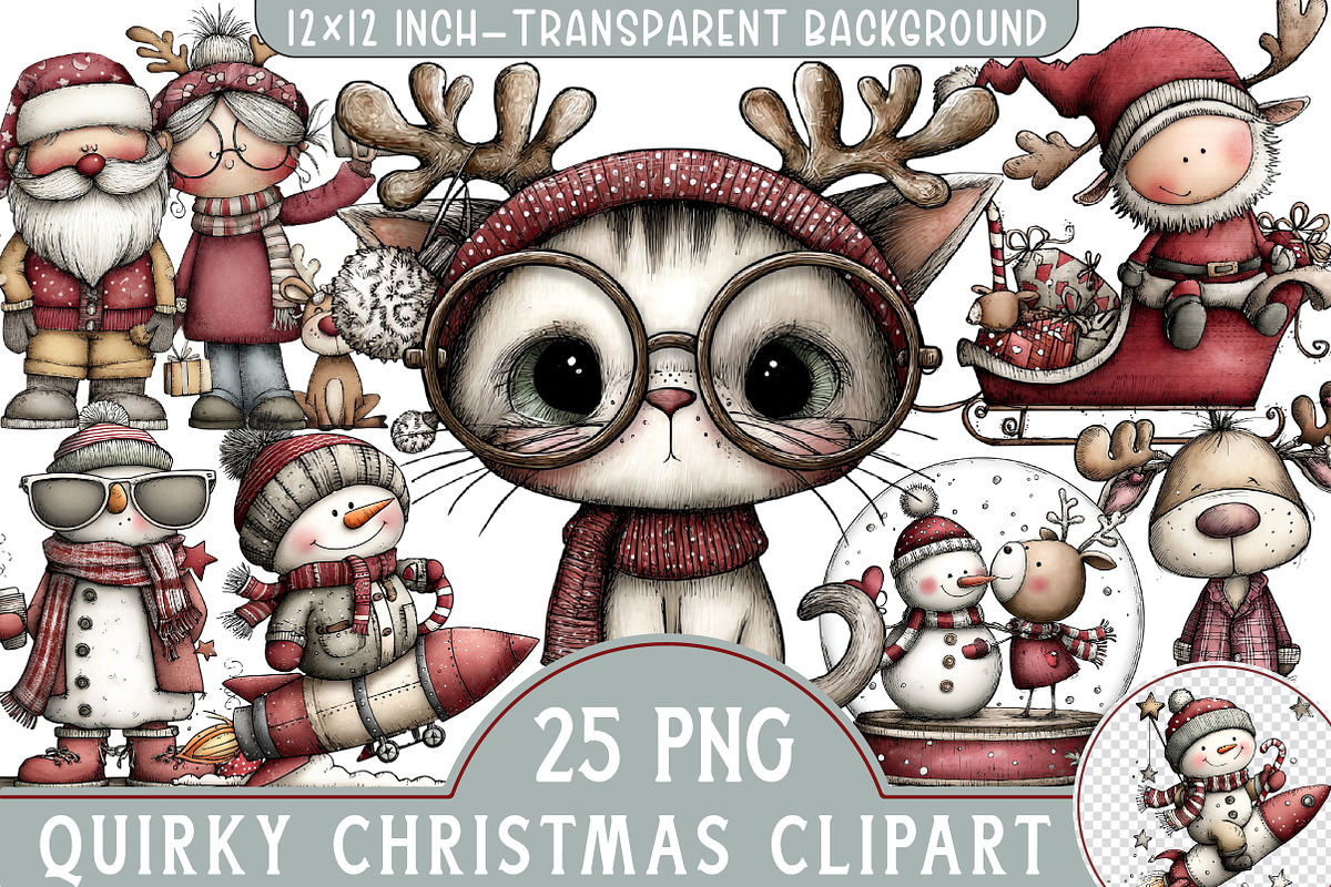 Quirky Christmas Clipart, an Illustration by Libby Wishes (Photo 1 of 8)