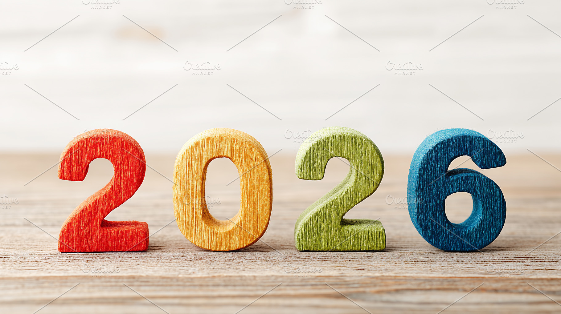 Colorful wooden numbers 2026, a Holiday Photo by MistyDay