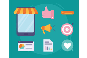 set of digital marketing, an Object Illustration by studiogstock