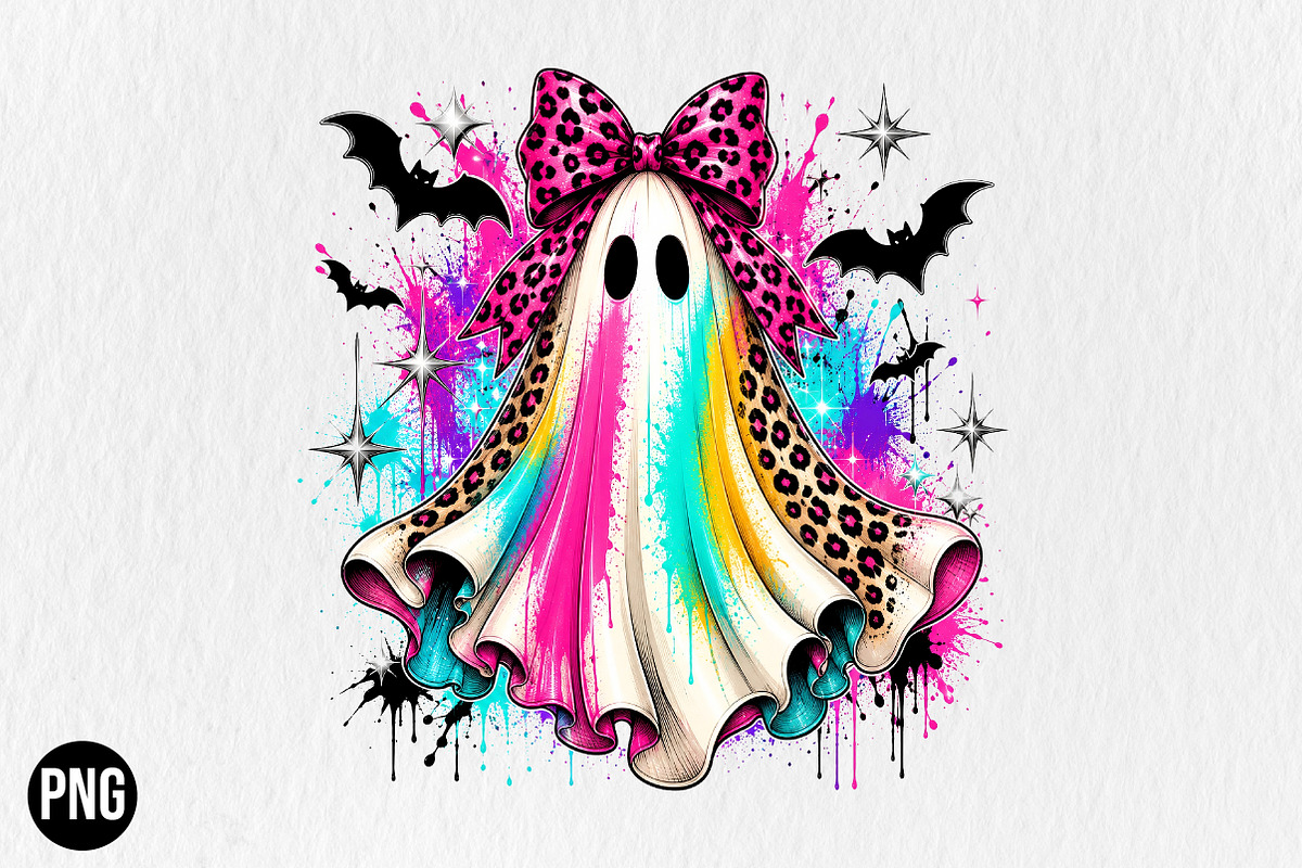 Trendy Neon Ghost Retro Halloween, a Seasonal Illustration by CraftArtStudio (Photo 1 of 4)