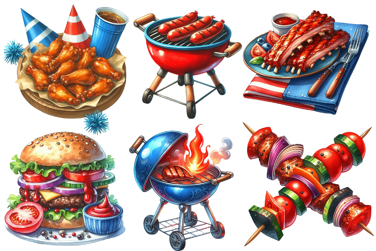 Summer BBQ Party Clipart, an Illustration by Designworld (Photo 2 of 6)
