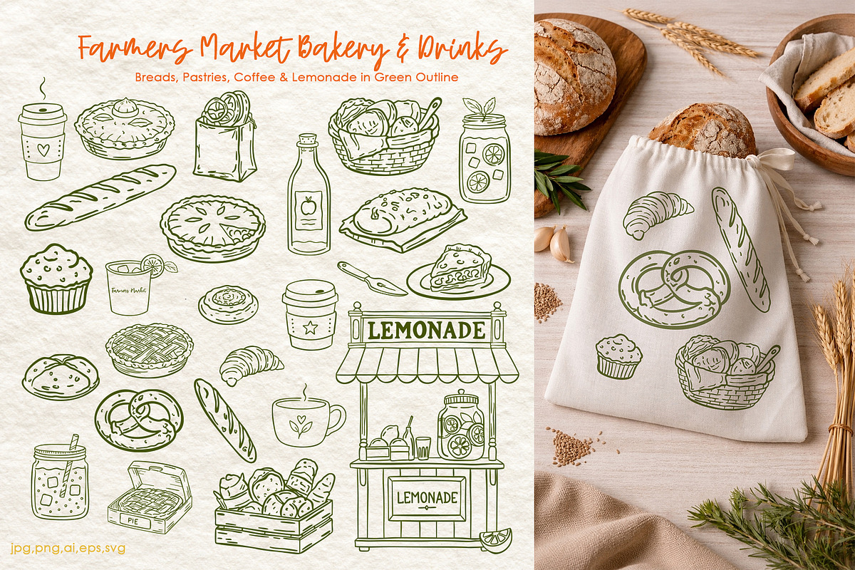 Farmers Market Clipart Naive Vector, a Food Illustration by SunnJaneArt (Photo 12 of 18)