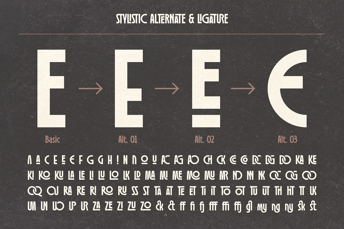 Robinco - Ligature Art Deco Font, a Sans Serif Font by Asenbayu (Photo 12 of 15)