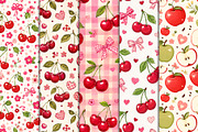 Cute Cherry Apple Fruit Pattern, a Pattern Graphic by Artonix (Thumbnail 3 of 7)