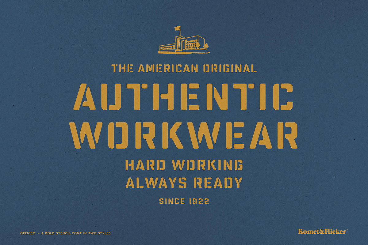 Officer - A Bold Stencil Font, a Sans Serif Font by Komet & Flicker (Photo 11 of 15)