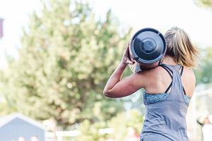 Crossfit barrel carry  woman containing crossfit, fitness, and gym