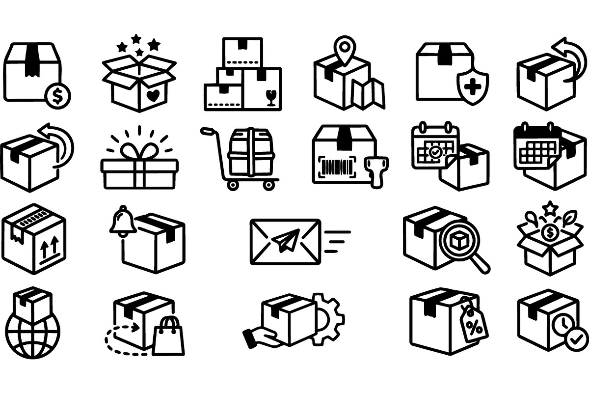 Shipping And Delivery Icon Set, an Illustration by designvectx (Photo 2 of 3)