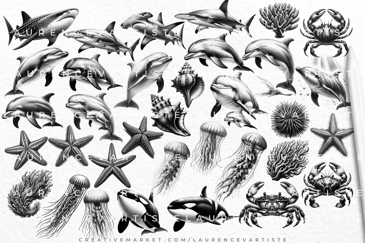 Sea Animal Procreate Brushes Stamps, a Brush Add-On by LaurenceVArtiste (Photo 7 of 8)