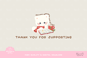 Bookish Christmas White Cat Clipart, an Animal Illustration by Blumensdiary (Thumbnail 6 of 6)