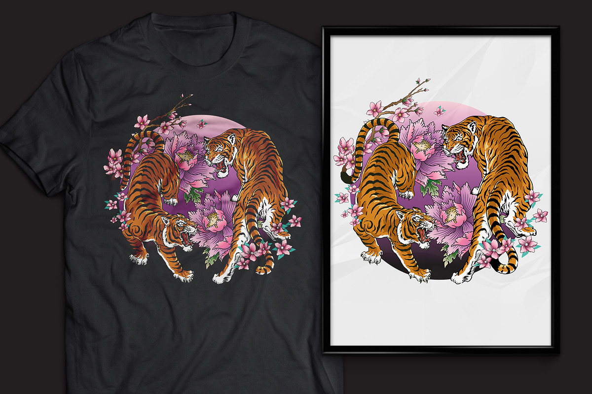 Dueling Asian Tattoo Tigers, a Graphic by Michael_Hinkle (Photo 3 of 3)