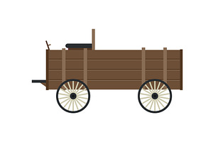 Wild West Cartoon Wagon. Old