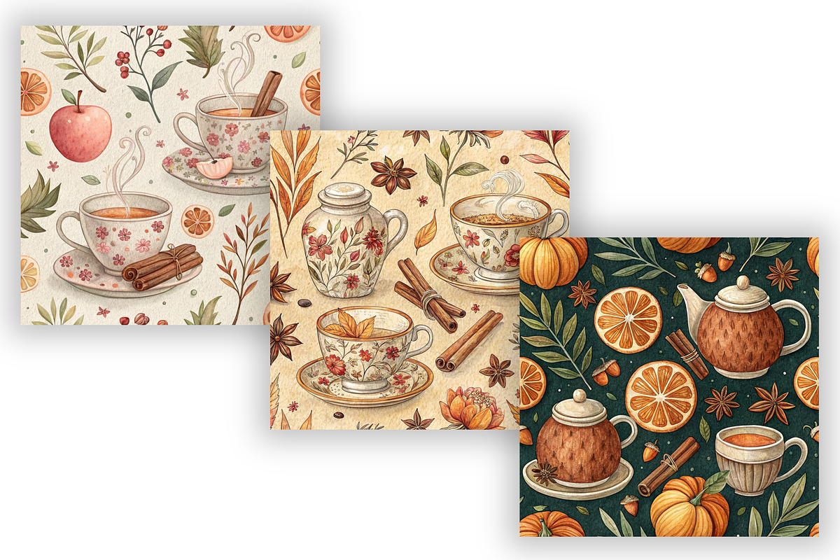 Cozy Autumn Tea Party Digital Paper, a Pattern Graphic by FloridPrintables (Photo 5 of 9)