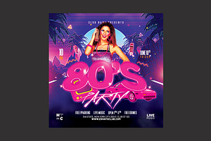 80s Party Flyer, a Flyer Template by DSGraphicDesign