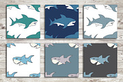 Cute Sharks Set and Patterns, an Animal Illustration by Lemon Workshop (Thumbnail 11 of 16)