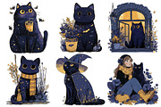 Whimsical Halloween Black Cat PNG, a Seasonal Illustration by Creative Art (Thumbnail 7 of 7)
